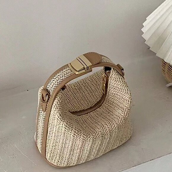 White Glamorous Women's Mini Handbag With Lock Button - Picture 8 of 10